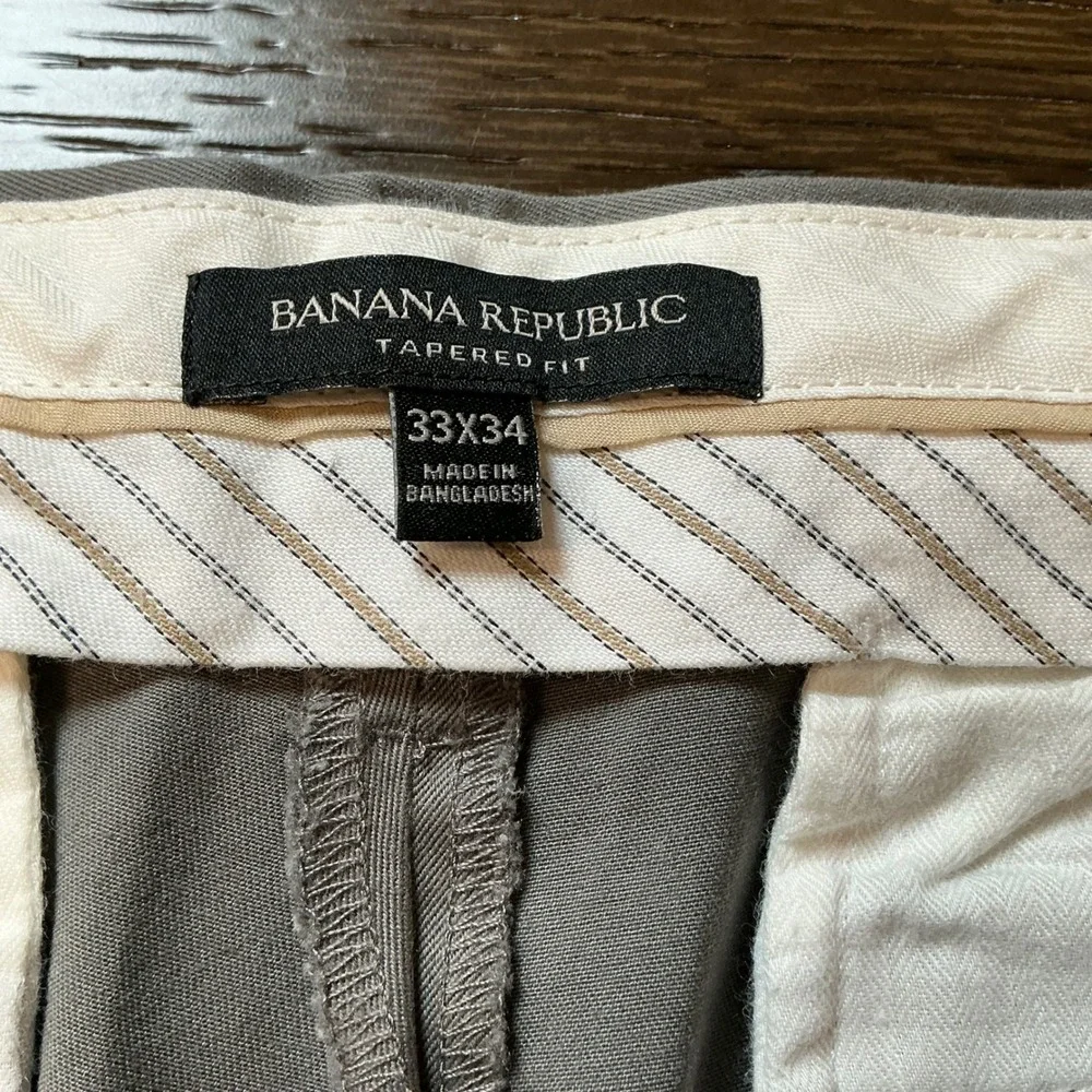 Banana Republic Tapered Fit Chinos Men 33x34 Grey Stretch Casual Work